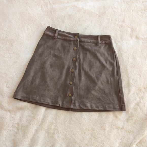 Marine Layer Rosie Faux Suede A-Line Skirt in Birch, size XS - Picture 2 of 7